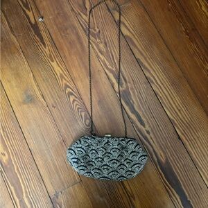 Beaded Black and Gold Clutch Bag